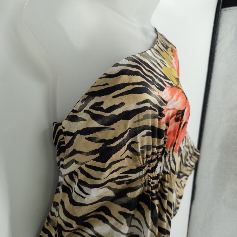 Vintage Y2K Cache One Shoulder Top Women M Silk Animal Print Mob 2000s Party - Picture 4 of 14